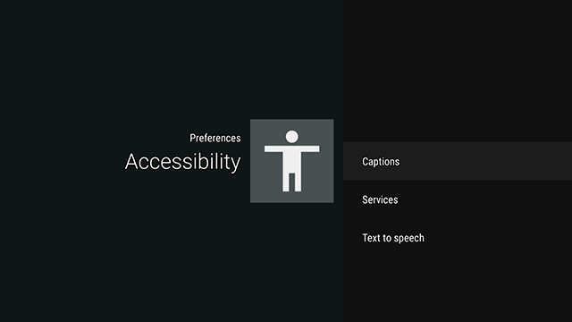 Image showing the Accessibility Settings with Closed Caption option selected