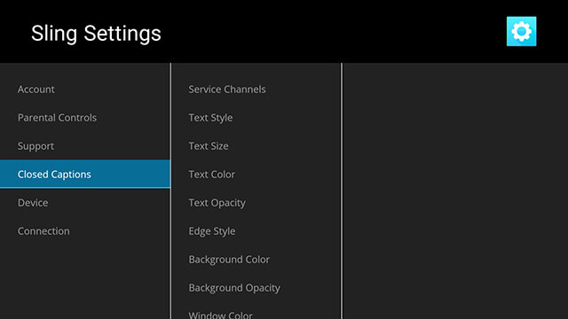 Image showing the Closed Captions option being selected