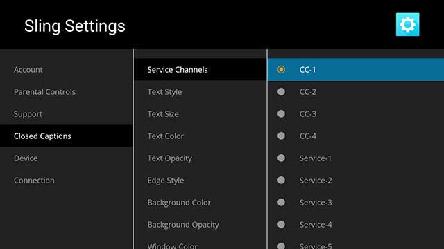 Image showing the Closed Caption CC1 option selected