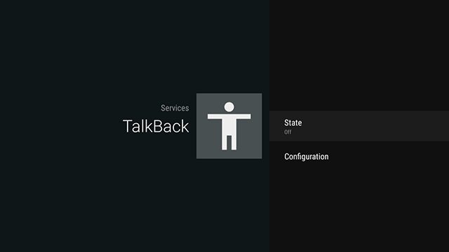 Image showing the TalkBack screen with the State option selected