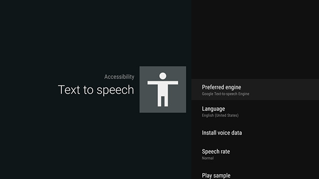 Image showing the text to speech customization screen.