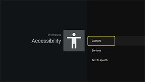Select captions in accessibility menu