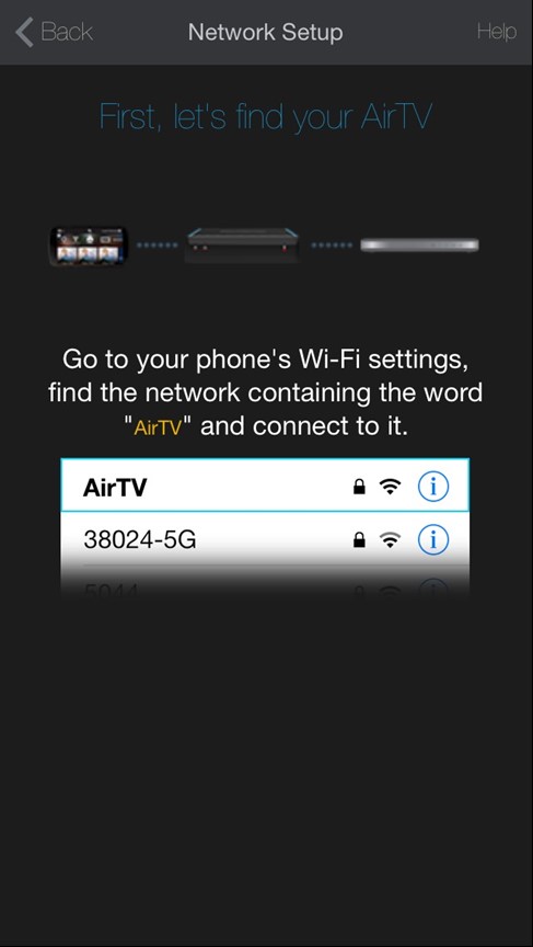 AirTV App WiFi selection