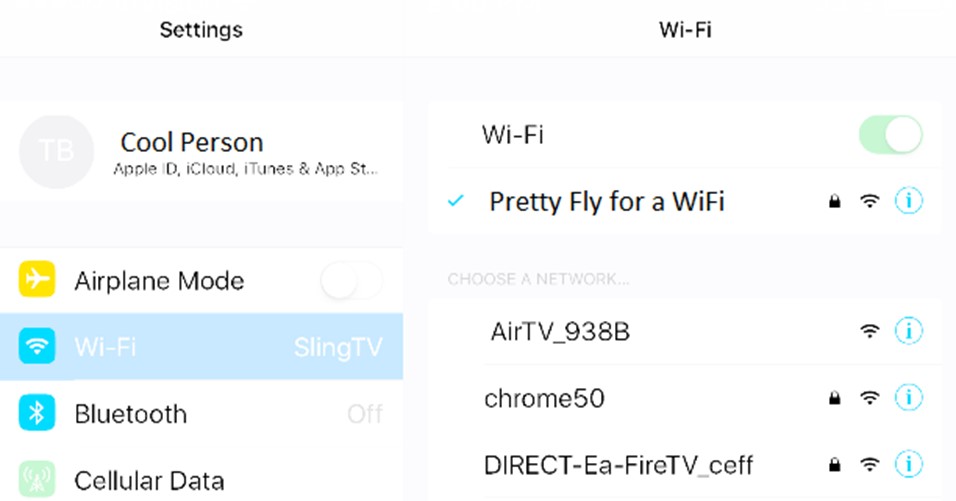 AirTV App iOS WiFi settings