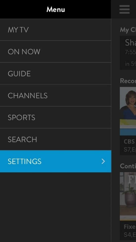 Sling App settings screenshot