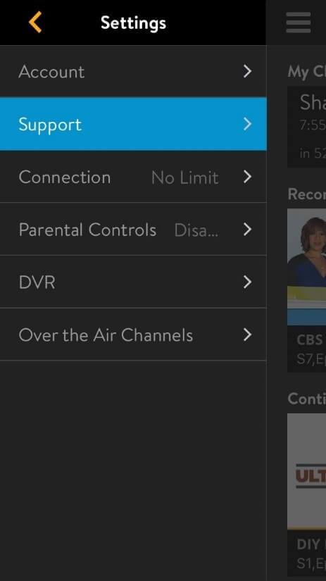 Sling App settings screenshot