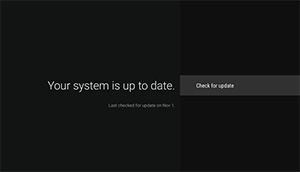 System up to date confirmation screen