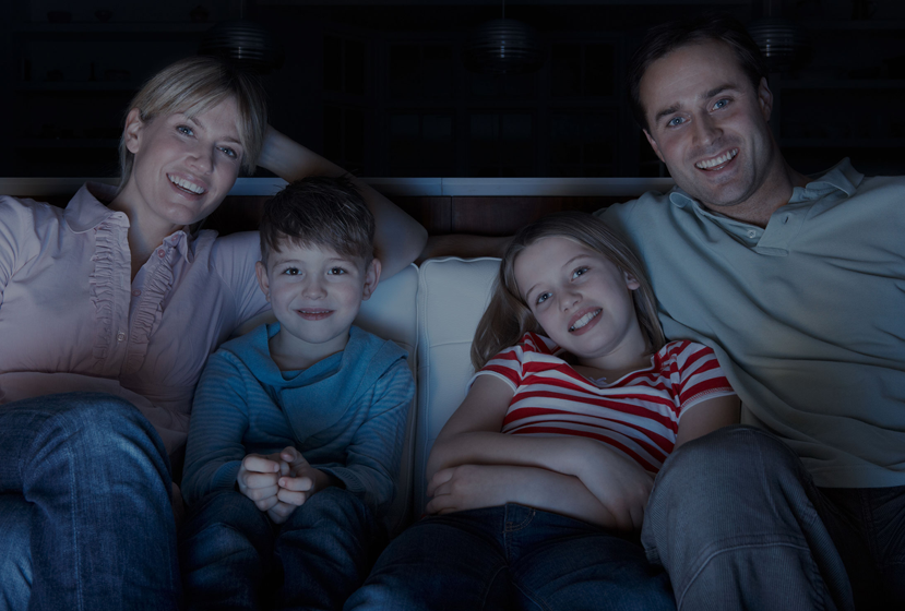 Family watching local channels DVR